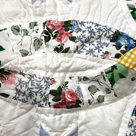 2 Standard Pillow Shams Double Wedding Ring  Patchwork Hand Stitched Country Far - Picture 7 of 11